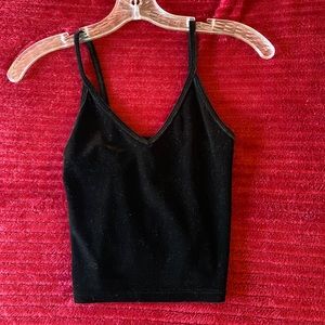 Black spaghetti strap crop top